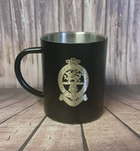 Load image into Gallery viewer, Engraved Stainless Steel Black Powder Coated Thermal Mug 400ml - choose your design