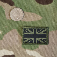 Load image into Gallery viewer, Miniature (mini) small Subdued UJ / Union Flag / Woven Union Jack badge / patch
