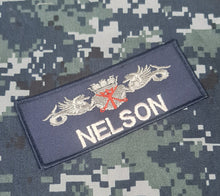 Load image into Gallery viewer, Principle Warfare Officer (PWO) (Silver Award) - Royal Navy Logo - Name Tape - RIG22 Style