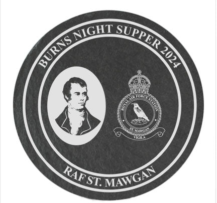 Robert 'Robbie' Burns Night- Personalised Engraved Slate Coasters - Mess Dinner Logo Coasters