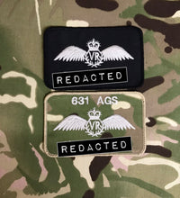 Load image into Gallery viewer, Bespoke Pilot / Crew Team Name Badge RAF Royal Air Force Volunteer Reserve (Training Branch) Wings VR

