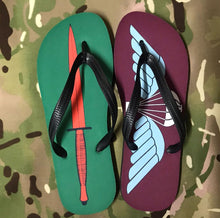Load image into Gallery viewer, Printed Flip Flops - Commando Dagger &amp; Airborne Wings
