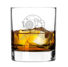 Load image into Gallery viewer, divers helmet navy / royal engineer - Engraved Whiskey Tumbler Glass 330ml - we can engrave any design