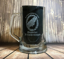 Load image into Gallery viewer, Fallshirmjager German Paratrooper - beer pint glass tankard 660ml logo glass tumbler engraved sandblast - we can engrave any design