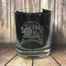 Load image into Gallery viewer, divers helmet navy / royal engineer - Engraved Whiskey Tumbler Glass 330ml - we can engrave any design