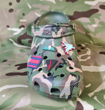 Load image into Gallery viewer, Croc / clog / water shoe - novelty charm / gem / jibbitz logo customise your tactical military footwear here