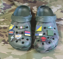 Load image into Gallery viewer, Croc / clog / water shoe - novelty charm / gem / jibbitz logo customise your tactical military footwear here - DZ / TRF / PARA