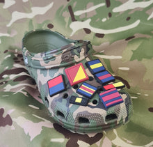 Load image into Gallery viewer, Croc / clog / water shoe - novelty charm / gem / jibbitz logo customise your TRF DZ insignia regiment