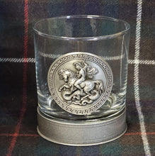 Load image into Gallery viewer, St George slaying the Dragon / England / English / UK - Metal 2D Logo / Motif Tumbler Whiskey Tumbler Glass 330ml old fashioned style