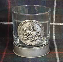 Load image into Gallery viewer, St George slaying the Dragon / England / English / UK - Metal 2D Logo / Motif Tumbler Whiskey Tumbler Glass 330ml old fashioned style