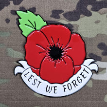 Load image into Gallery viewer, 3D Poppy lest we forget (V1) Chrome ABS 3D automobile / car / Truck / Decal / logo Remembrance armistice veteran hm forces