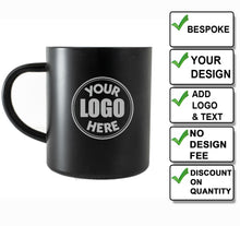 Load image into Gallery viewer, Engraved Stainless Steel Black Powder Coated Thermal Mug 400ml - choose your design