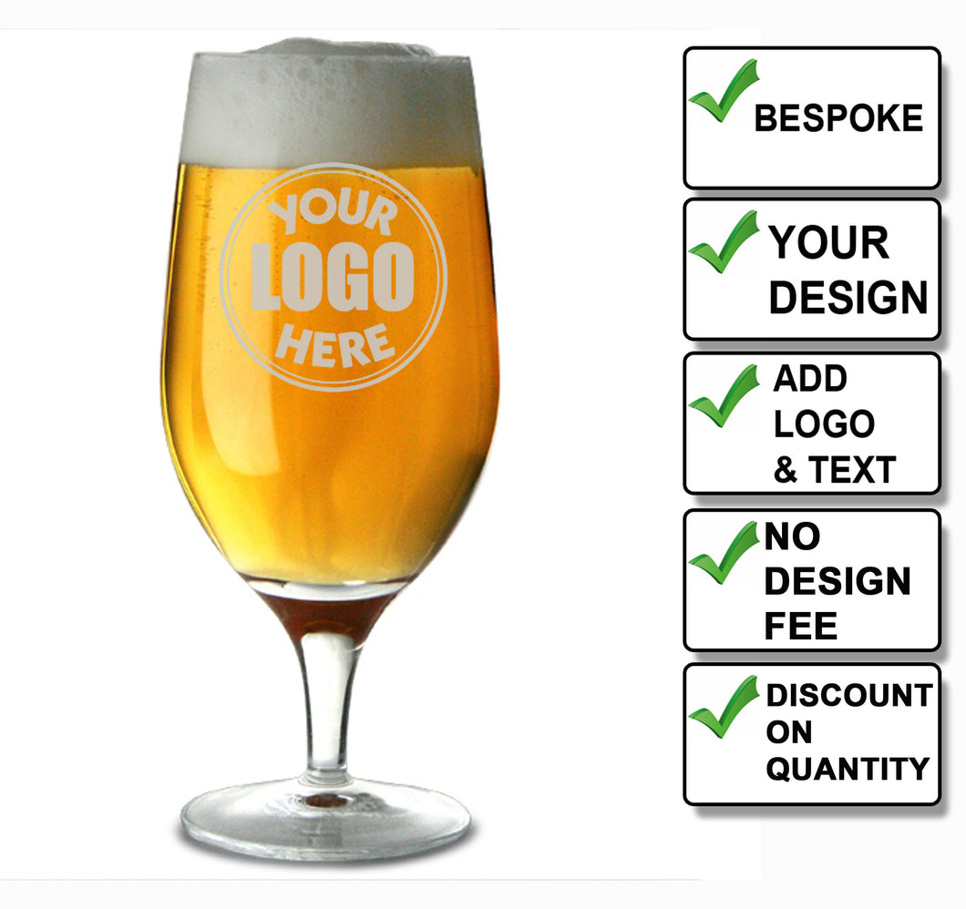 Engraved Contemporary Stemmed Beer Glass 20oz / 57cl / 568ml - Free Engraving / Your Design