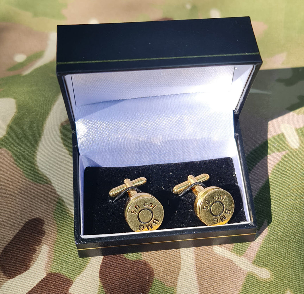 Gold Plated .50 Calibre Head Stamp Cuff Links
