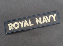 Load image into Gallery viewer, 2 x Royal Navy Name tape Badge - Foul Weather Smock / Waterproof Jacket Variant