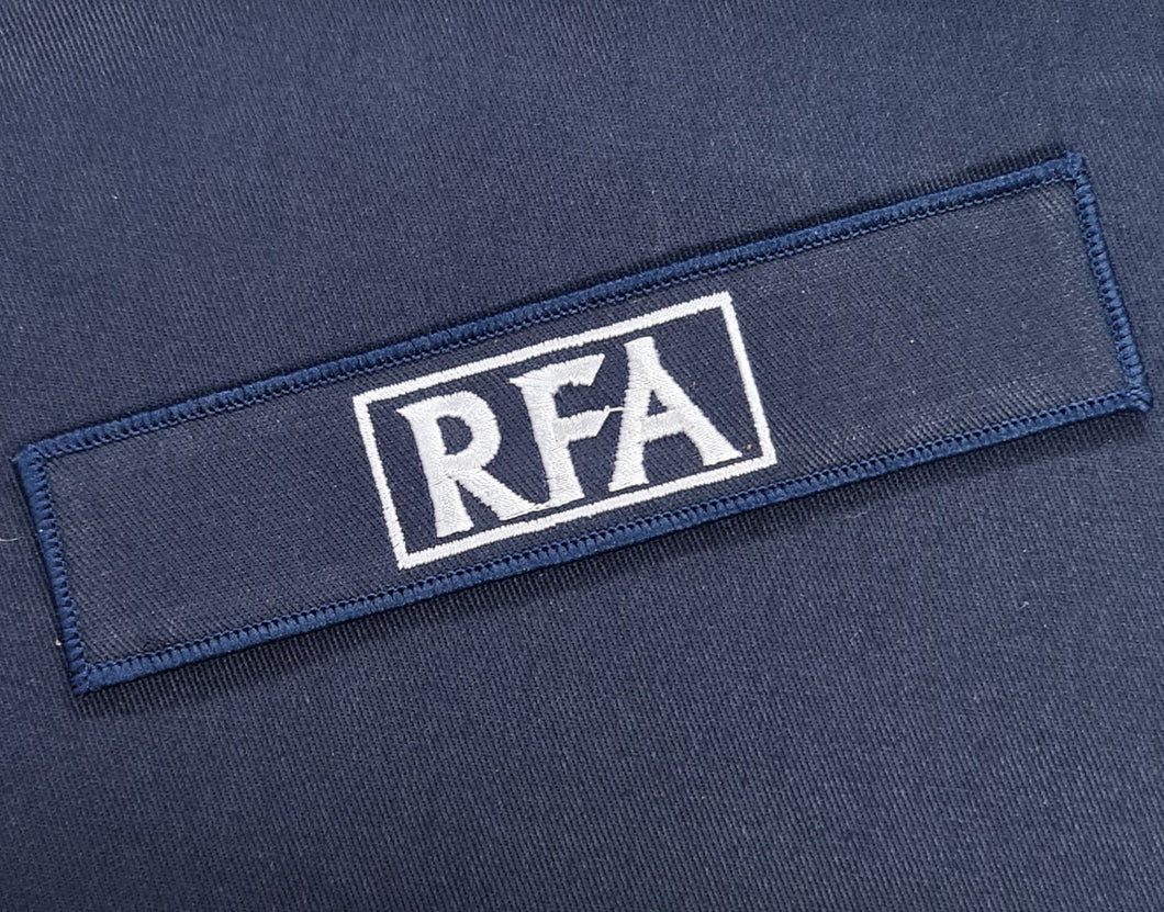 Royal Fleet Auxiliary RFA (abbreviation) PCS Navy Blue Chest Identification Badge
