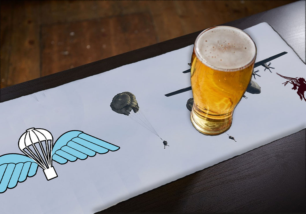 Printed Design Your Own Beer Mat / Bar Runner - Hercules C130 Airborne wings jump