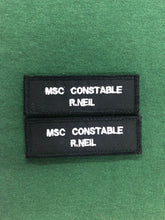 Load image into Gallery viewer, x2 Police Style Black Name Badges / Patch (MSC / Constable / Inspector / met police / city of london / Special)