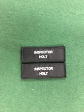 Load image into Gallery viewer, x2 Police Style Black Name Badges / Patch (MSC / Constable / Inspector / met police / city of london / Special)