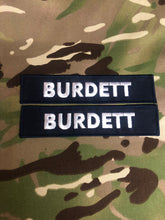 Load image into Gallery viewer, 2 x Royal Navy Name tape Badge - Foul Weather Smock / Waterproof Jacket Variant