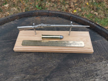 Load image into Gallery viewer, Pewter Sharpe's Rifle on solid light oak wooden plinth. Presentation
