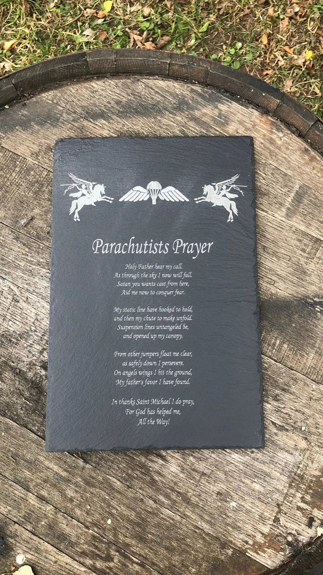 Parachutists Prayer - Engraved Slate Plaque Personalised - HM Armed Forces - Rectangle 200mm x 300mm