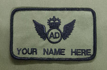 Load image into Gallery viewer, Bespoke Pilot / Crew Team Name Badge Royal Logistic Corps RLC Air Dispatch AD Wings