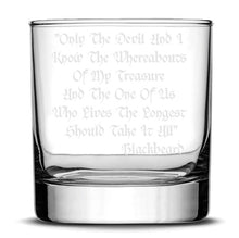 Load image into Gallery viewer, Double Sided Engraved Blackbeard Logo & Quote  (Edward Teach) Tumbler Whiskey Tumbler Glass 330ml