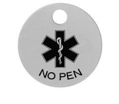 Engraved Medical Warning / Alert Dog Tags No Pen
