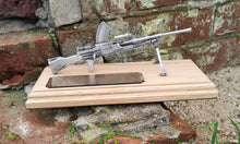 Load image into Gallery viewer, Pewter Bren gun on solid light oak wooden plinth. Presentation