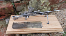 Load image into Gallery viewer, Pewter Bren gun on solid light oak wooden plinth. Presentation