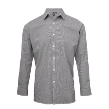 Load image into Gallery viewer, Embroidered - Monogrammed Microcheck (Gingham) long sleeve cotton shirt