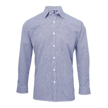 Load image into Gallery viewer, Embroidered - Monogrammed Microcheck (Gingham) long sleeve cotton shirt