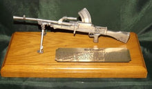 Load image into Gallery viewer, Pewter Bren gun on solid light oak wooden plinth. Presentation