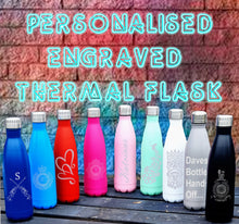 Load image into Gallery viewer, Personalised Laser Engraved 500ml | Stainless Steel Metal Thermal Flask Drinks Bottle for Gym Sports Kids Work | Custom Gifts For Him Her