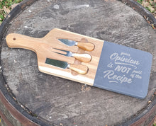 Load image into Gallery viewer, Engraved Slate / Wood Charcuterie Serving Cheese Board with utensils
