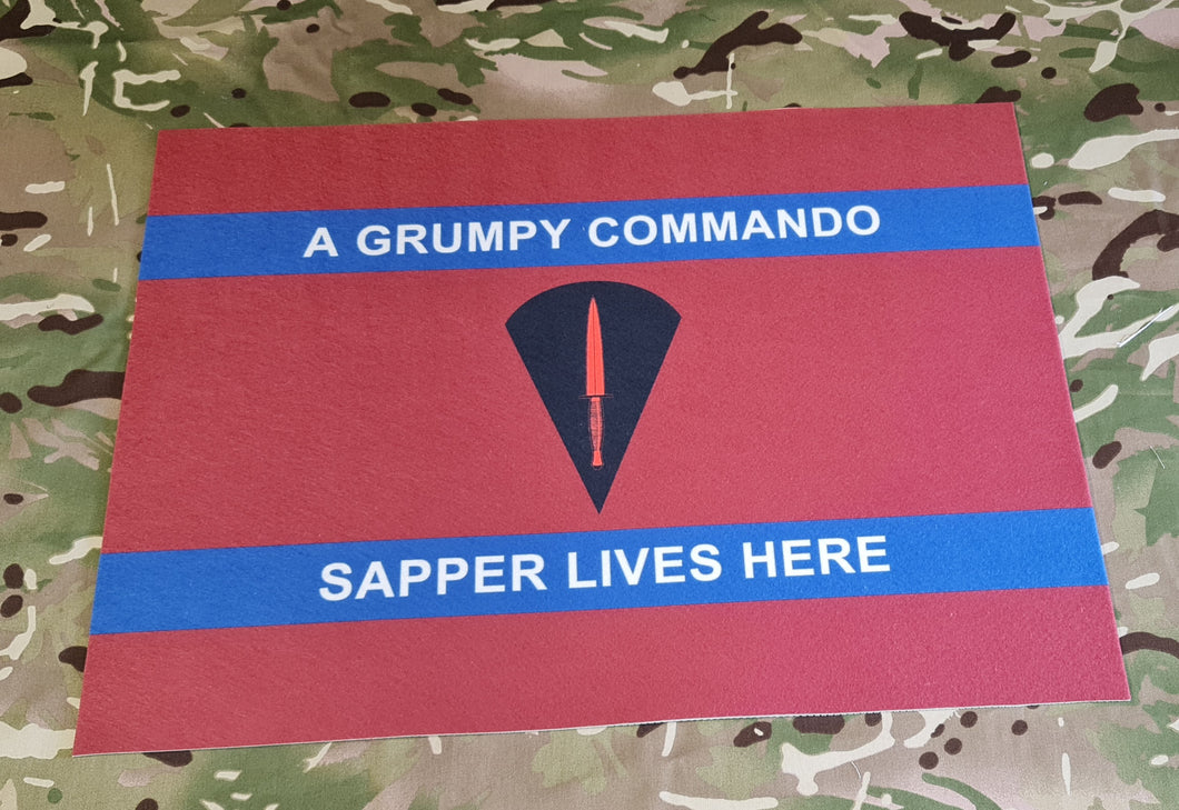 Bespoke Doormat - A Grumpy Commando Sapper lives here