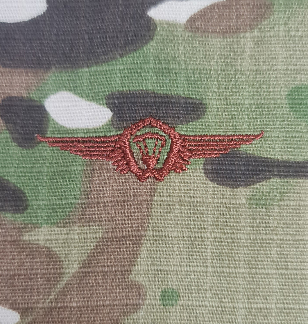 German Fallshirmjager, Bundeswehr - US (OCP, Regulation Size) Ripstop multicam fabric embroidered Parachutist wing jump patch / badge
