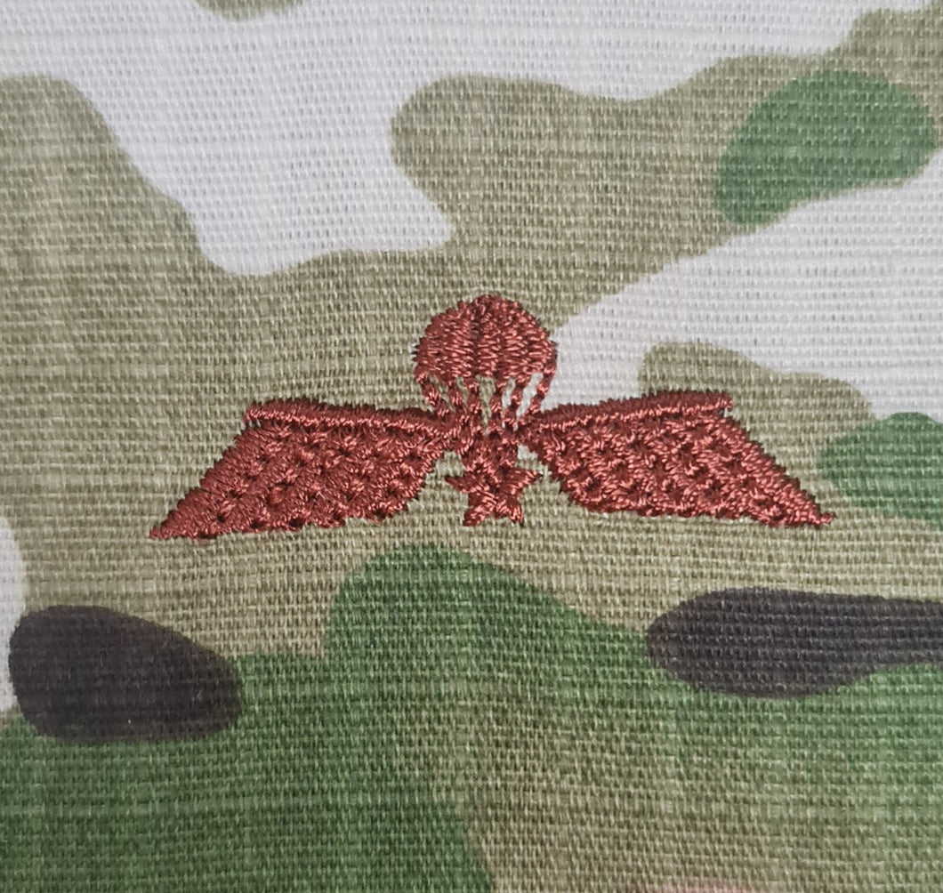 Netherlands / A Wings (Basic) - US (OCP, Regulation Size) Ripstop multicam fabric embroidered Parachutist wing jump patch / badge