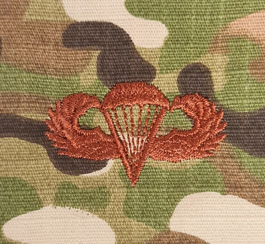 US / USA - US (OCP, Regulation Size) Ripstop multicam fabric embroidered Parachutist wing jump patch / badge
