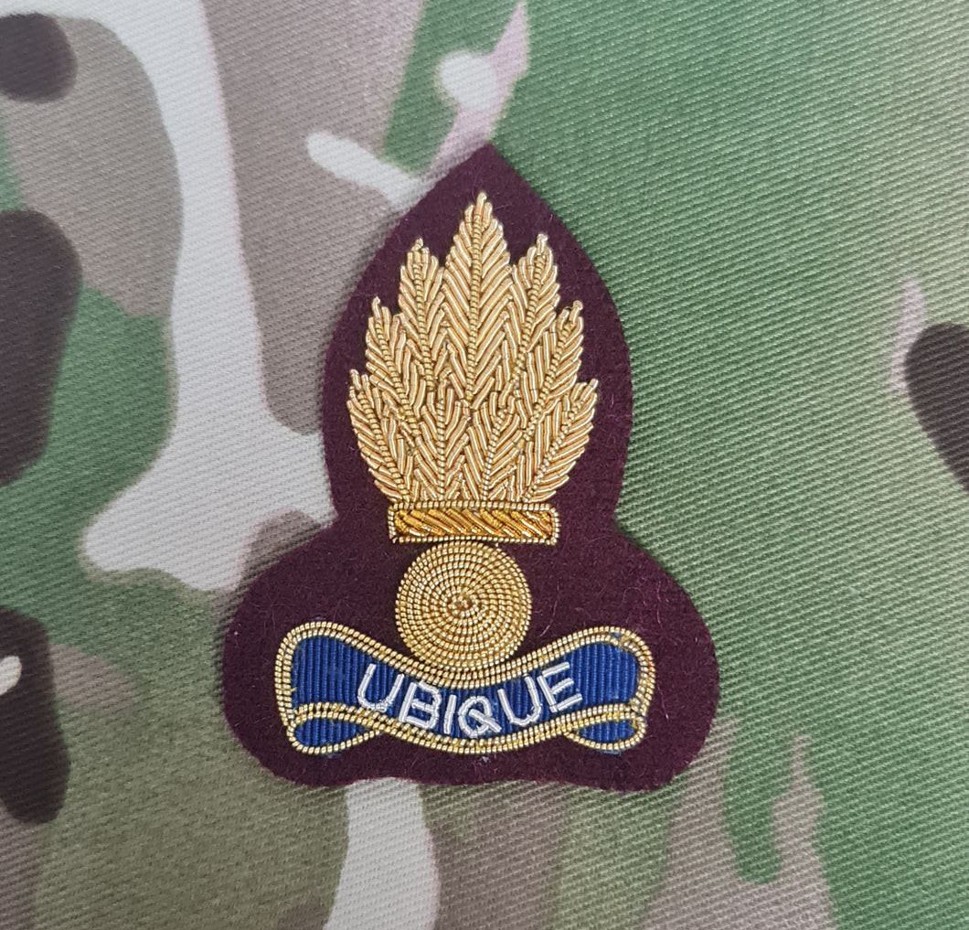Royal Engineer RE Bullion Officer Cap Badge (Maroon)
