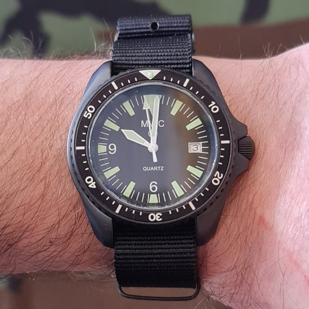 Latest MWC 2024 Pattern Quartz PVD Military Divers Watch with Sapphire Crystal and 10 Year Battery Life - NATO STOCK NUMBER NSN 6645-99-969-5589