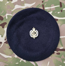 Load image into Gallery viewer, Royal Engineer CIIIR - Beret &amp; Cap badge deal - Dark Navy Blue Beret - Silk Lined, with leather band
