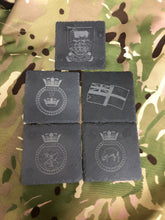 Load image into Gallery viewer, Royal Navy Trafalgar Night Engraved Slate Coasters - Mess Dinner Logo Coasters
