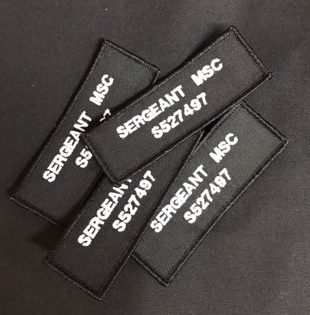 x2 Police Style Black Name Badges / Patch (MSC / Constable / Inspector / met police / city of london / Special)
