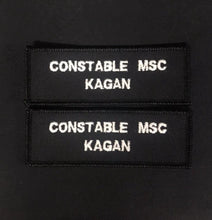 Load image into Gallery viewer, x2 Police Style Black Name Badges / Patch (MSC / Constable / Inspector / met police / city of london / Special)
