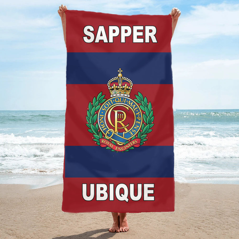 Royal Engineers / RE / Sapper - King Charles / Tudor Crown / CR3 - Fully Printed Towel - Choose your size