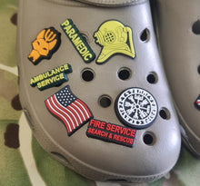 Load image into Gallery viewer, silicone / clog / water shoe - novelty charm / gem / logo logo customise your medic - ambulance service - Recce - viking - sealteam -

