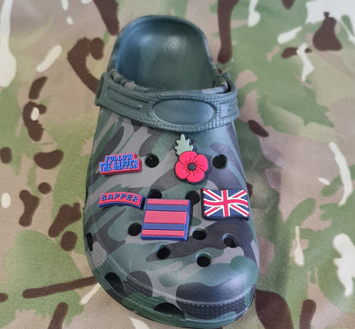silicone / clog / water shoe - novelty charm / gem / logo logo customise your Sapper / RE / Poppy - footwear here