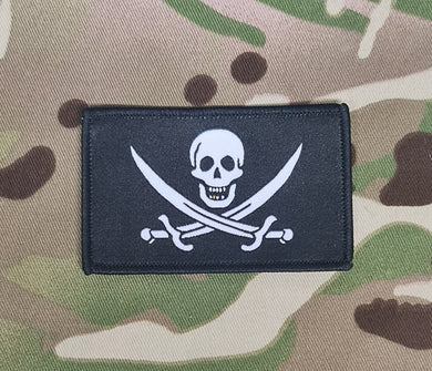 Jack Calico - 50mm x 85mm Morale Patch Badge -Embroidered Design - pirate - tactical - black flag - Funny - joke - skull and crossed swords